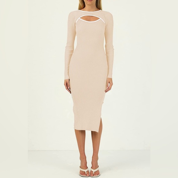 Long Sleeve Cut Out Bodycon Midi Dress - Picture 3 of 11